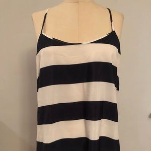 Blue and white striped tank top